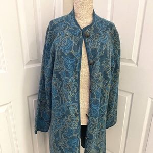 Beautiful Teal Sweater Coat, L,